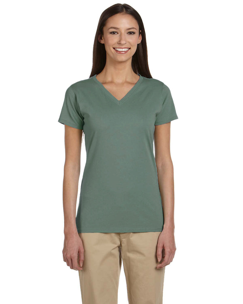 econscious-EC3052-Ladies 100% Organic Cotton Short-Sleeve V-Neck T-Shirt-BLUE SAGE