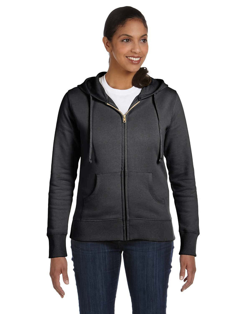 econscious-EC4501-Ladies Organic/Recycled Full-Zip Hooded Sweatshirt-CHARCOAL