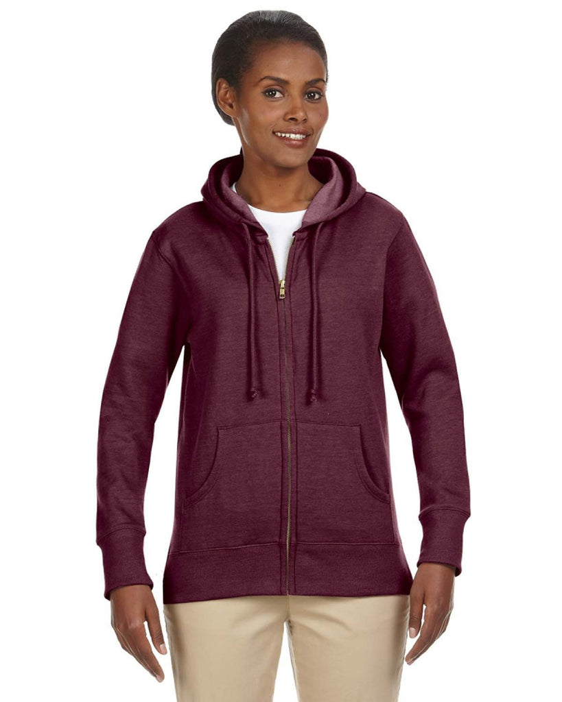 econscious-EC4580-Ladies Organic/Recycled Heathered Fleece Full-Zip Hooded Sweatshirt-BERRY