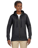 econscious-EC4580-Ladies Organic/Recycled Heathered Fleece Full-Zip Hooded Sweatshirt-CHARCOAL