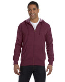 econscious-EC5680-Mens Organic/Recycled Heathered Full-Zip Hooded Sweatshirt-BERRY