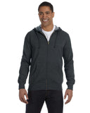 econscious-EC5680-Mens Organic/Recycled Heathered Full-Zip Hooded Sweatshirt-CHARCOAL