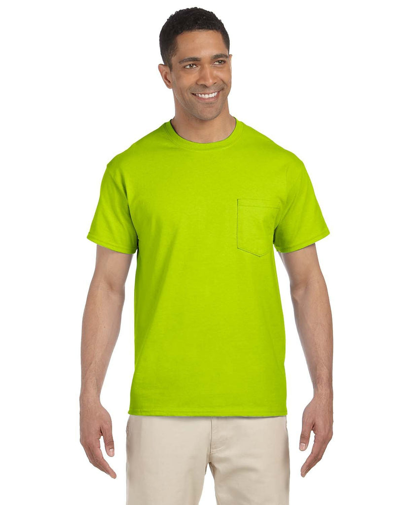 Gildan-G230-Ultra Cotton Pocket T Shirt-SAFETY GREEN