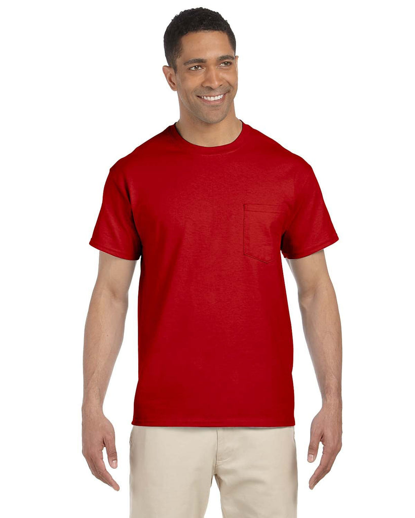 Gildan-G230-Ultra Cotton Pocket T Shirt-RED