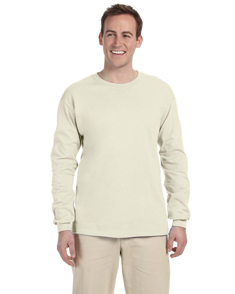 Gildan-G240-Ultra Cotton Long Sleeve T Shirt-NATURAL