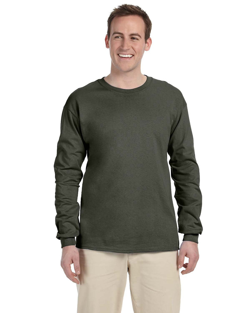Gildan-G240-Ultra Cotton Long Sleeve T Shirt-MILITARY GREEN