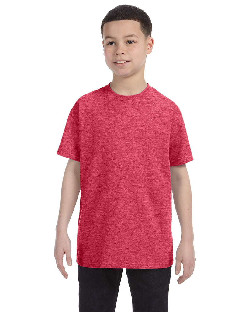 Gildan-G500B-Youth Heavy Cotton T Shirt-HEATHER RED