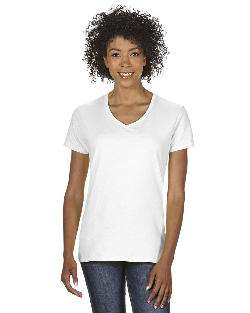 Gildan-G500VL-Heavy Cotton V Neck T Shirt-WHITE