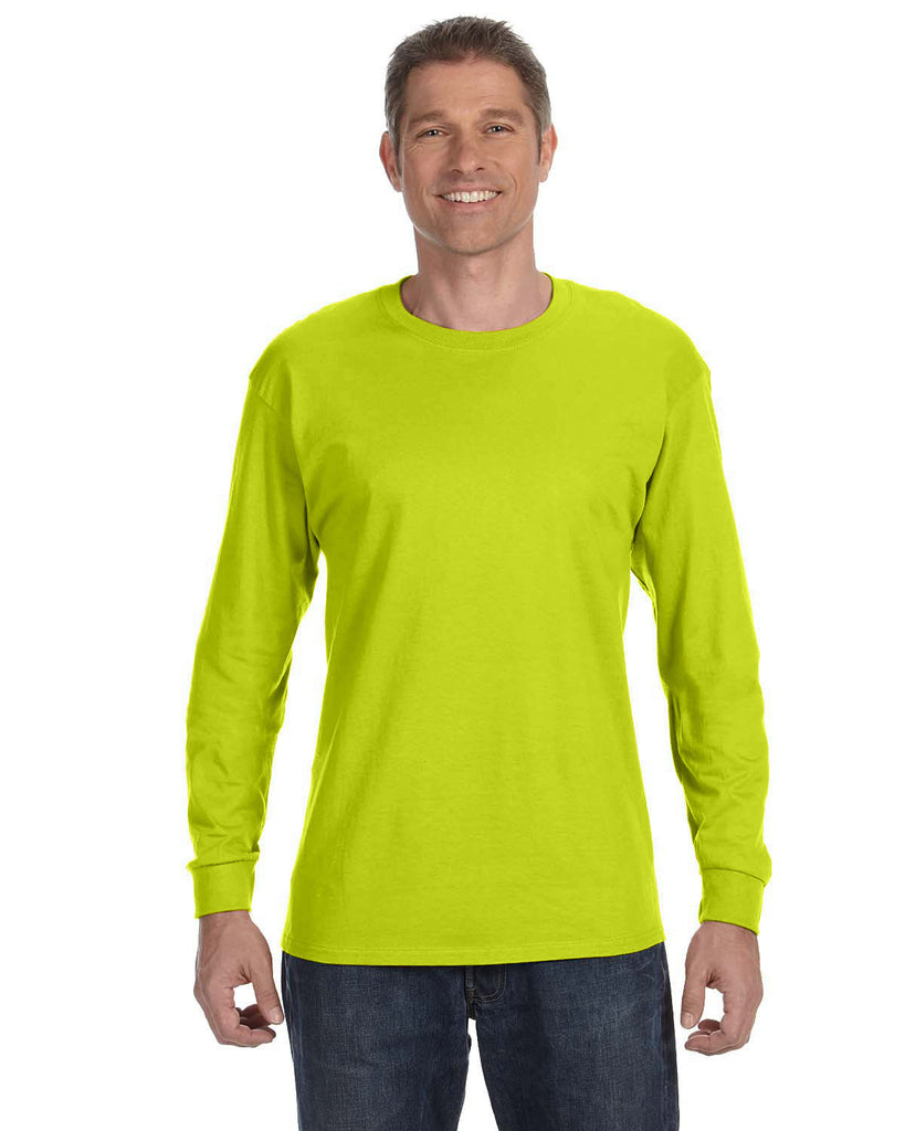 Gildan-G540-Heavy Cotton Long Sleeve T Shirt-SAFETY GREEN