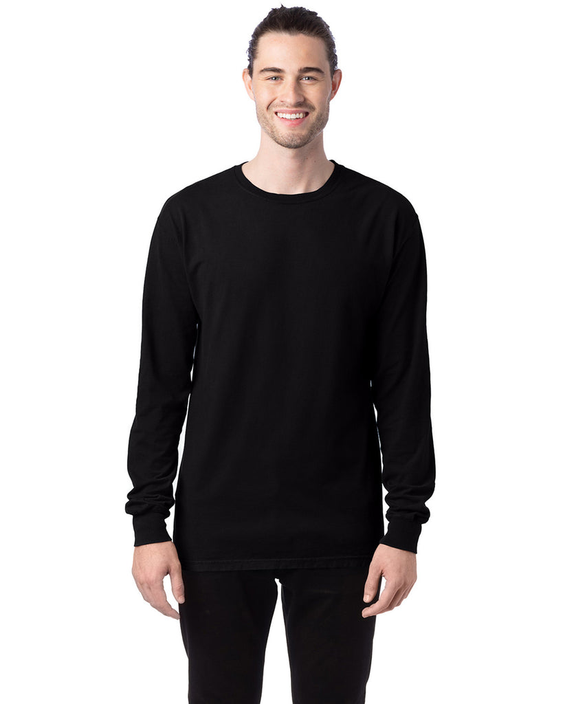 ComfortWash by Hanes-GDH200-Garment Dyed Long Sleeve T Shirt-BLACK