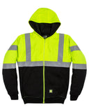 Berne-HVF023-Hi Vis Class 3 Color Block Full Zip Hooded Sweatshirt-HI VIS YELLOW