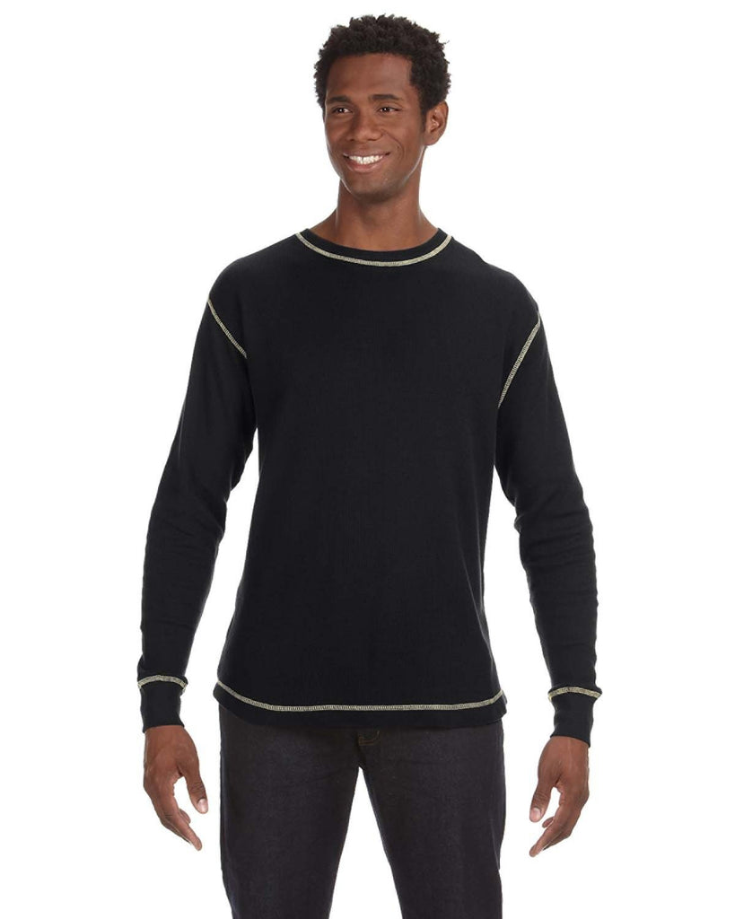 J America-JA8238-Vintage Long Sleeve Thermal T Shirt-BLACK/ VINT WHT