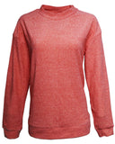 J America-JA8428-Weekend French Terry Mock Neck Crew-RED