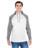 J America-JA8612-Colorblock Cosmic Pullover Hooded Sweatshirt-WHITE/ CHRCL FLK