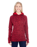 J America-JA8616-Cosmic Contrast Fleece Hooded Sweatshirt-RED FLECK/ RED