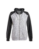 J America-JA8679-Mélange Fleece 2 Tone Full Zip Hooded Sweatshirt-WHITE/ BLACK