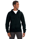 J America-JA8821-Premium Full Zip Fleece Hooded Sweatshirt-BLACK