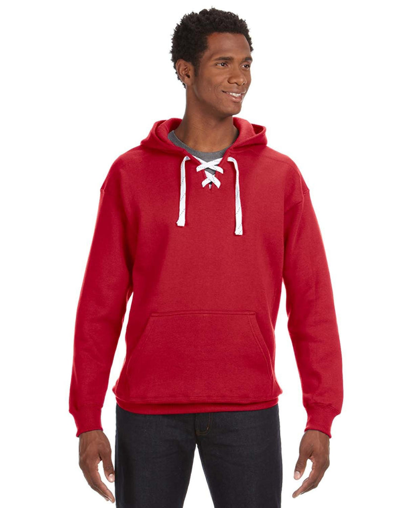 J America-JA8830-Sport Lace Hooded Sweatshirt-RED