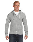 J America-JA8872-Triblend Full Zip Fleece Hooded Sweatshirt-GREY TRIBLEND