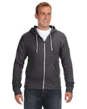 J America-JA8872-Triblend Full Zip Fleece Hooded Sweatshirt-BLACK TRIBLEND