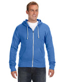 J America-JA8872-Triblend Full Zip Fleece Hooded Sweatshirt-ROYAL TRIBLEND