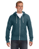 J America-JA8872-Triblend Full Zip Fleece Hooded Sweatshirt-NAVY TRIBLEND