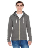 J America-JA8872-Triblend Full Zip Fleece Hooded Sweatshirt-SMOKE TRIBLEND