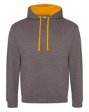Just Hoods By AWDis-JHA003-80/20 Midweight Varsity Contrast Hooded Sweatshirt-CHRCOL/ ORN CRSH