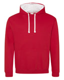 Just Hoods By AWDis-JHA003-80/20 Midweight Varsity Contrast Hooded Sweatshirt-FIRE RD/ ARC WHT
