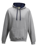 Just Hoods By AWDis-JHA003-80/20 Midweight Varsity Contrast Hooded Sweatshirt-HTH GRY/ FRN NVY