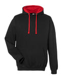 Just Hoods By AWDis-JHA003-80/20 Midweight Varsity Contrast Hooded Sweatshirt-JET BLK/ FIRE RD