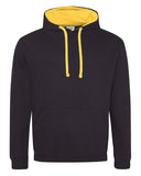Just Hoods By AWDis-JHA003-80/20 Midweight Varsity Contrast Hooded Sweatshirt-JET BLACK/ GOLD