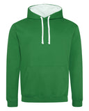 Just Hoods By AWDis-JHA003-80/20 Midweight Varsity Contrast Hooded Sweatshirt-KLY GRN/ ARC WHT
