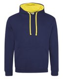 Just Hoods By AWDis-JHA003-80/20 Midweight Varsity Contrast Hooded Sweatshirt-OXF NVY/ SUN YLW