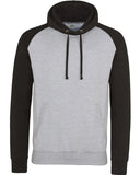 Just Hoods By AWDis-JHA009-80/20 Midweight Contrast Baseball Hooded Sweatshirt-HTH GRY/ JET BLK