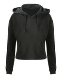 Just Hoods By AWDis-JHA016-Girlie Cropped Hooded Fleece With Pocket-JET BLACK