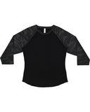 LAT-LA3530-Ladies'' Baseball T Shirt-BLACK/ STORM CMO