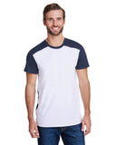 LAT-LA6911-Forward Shoulder T Shirt-WHITE/ NAVY