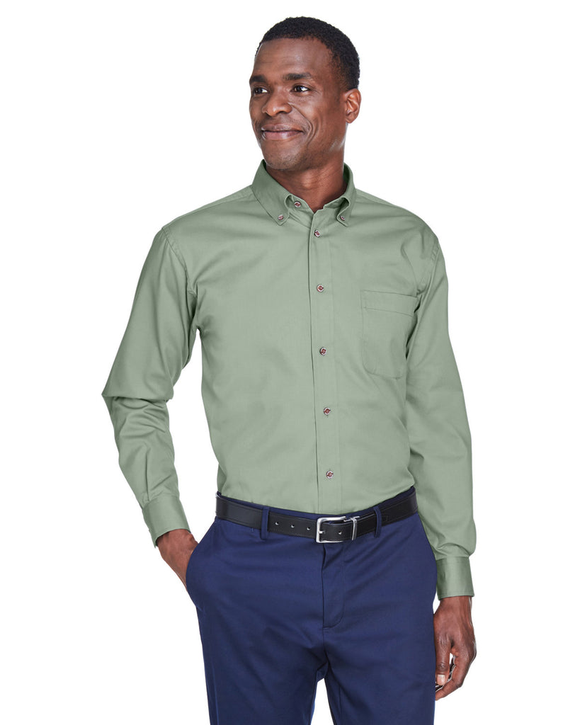 Harriton-M500-Easy Blend Long Sleeve Twill Shirt With Stain Release-DILL