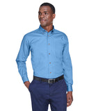 Harriton-M500-Easy Blend Long Sleeve Twill Shirt With Stain Release-LT COLLEGE BLUE
