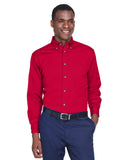 Harriton-M500-Easy Blend Long Sleeve Twill Shirt With Stain Release-RED