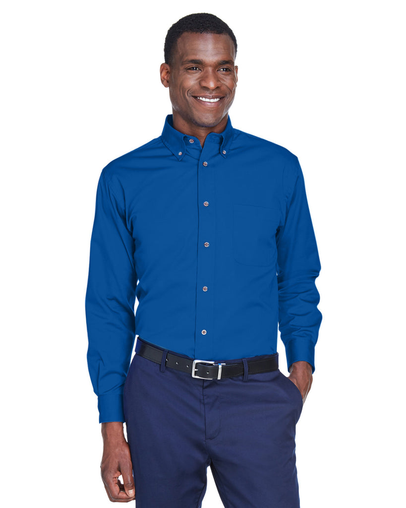 Harriton-M500-Easy Blend Long Sleeve Twill Shirt With Stain Release-FRENCH BLUE