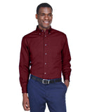 Harriton-M500-Easy Blend Long Sleeve Twill Shirt With Stain Release-WINE
