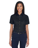 Harriton-M500SW-Easy Blend Short Sleeve Twill Shirt With Stain Release-BLACK