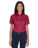 Harriton-M500SW-Easy Blend Short Sleeve Twill Shirt With Stain Release-WINE