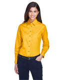 Harriton-M500W-Easy Blend Long Sleeve Twill▀Shirt With Stain Release-SUNRAY YELLOW