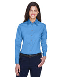 Harriton-M500W-Easy Blend Long Sleeve Twill▀Shirt With Stain Release-NAUTICAL BLUE