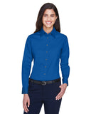 Harriton-M500W-Easy Blend Long Sleeve Twill▀Shirt With Stain Release-FRENCH BLUE