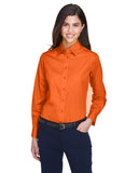 Harriton-M500W-Easy Blend Long Sleeve Twill▀Shirt With Stain Release-TEAM ORANGE