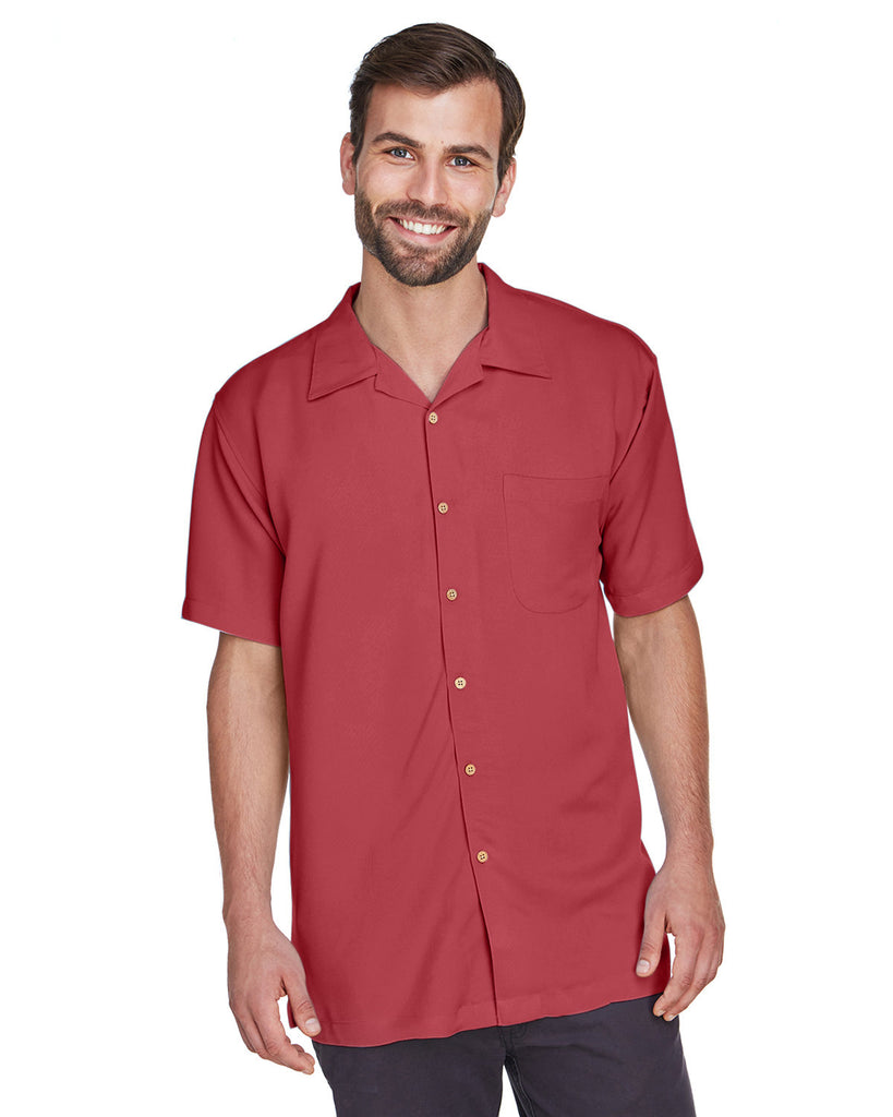 Harriton-M570-Bahama Cord Camp Shirt-TILE RED